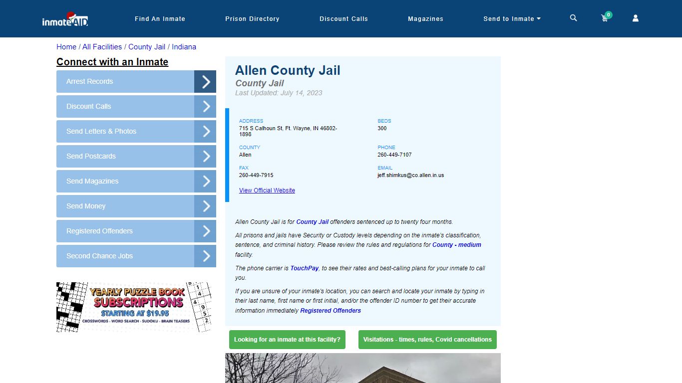 Allen County Jail - Inmate Locator - Ft. Wayne, IN