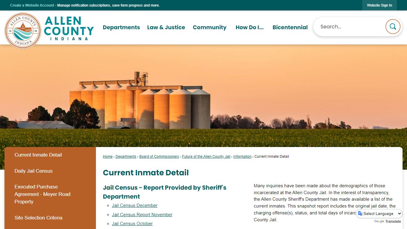 Current Inmate Detail | Allen County, IN